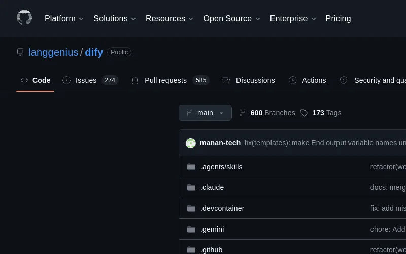 Dify GitHub page